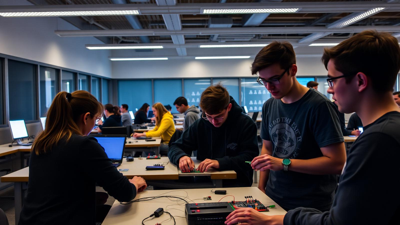 Students building IoT projects